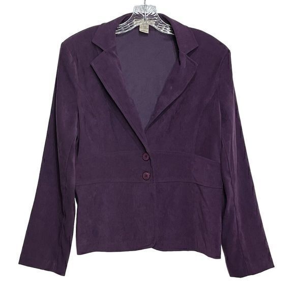 Notations Purple 2 Button Long‎ Sleeve Stretch Blazer Jacket Collared Size L - Picture 7 of 7